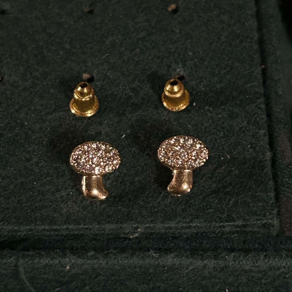 Gold Mushroom Earrings